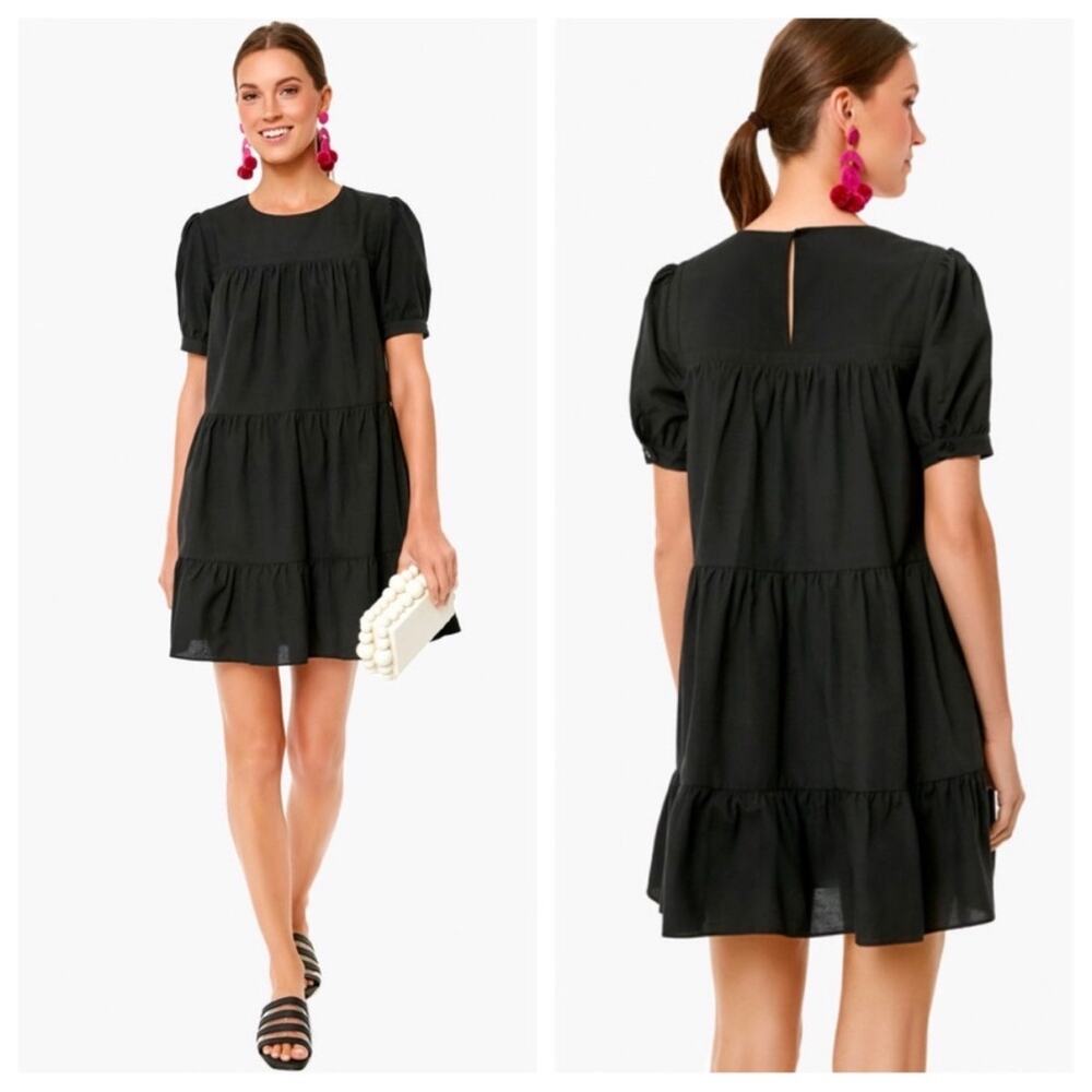 TUCKERNUCK Pomander Place Quinn Tiered Babydoll Mini Dress Washed Black, Small